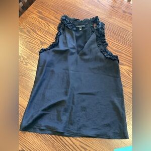 Silk Banana Republic Black Ruffle Trim Blouse